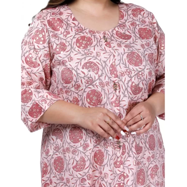 Generic Women's Office wear Golden Foil Capsule A-Line Kurti (Light Pink) - Image 2