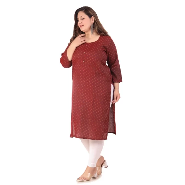 Generic Women's Office wear Bandhni Printed Capsule Straight Kurti (Maroon) - Image 7