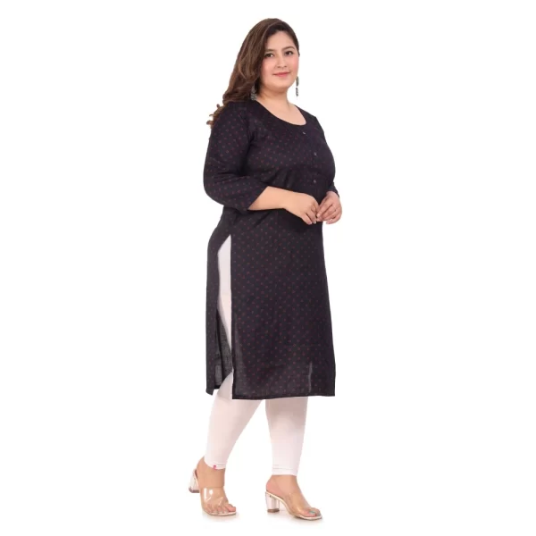 Generic Women's Office wear Bandhni Printed Capsule Straight Kurti (Navy Blue) - Image 5