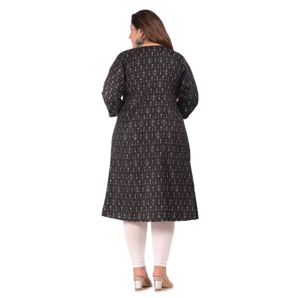 Generic Women's Office wear Floral Printed Capsule A-Line Kurti (Black) - Image 3