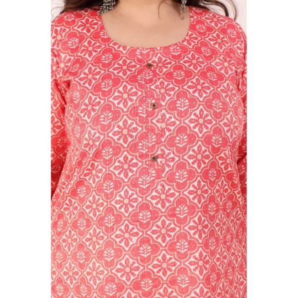 Generic Women's Office wear Designer Printed Capsule Straight Kurti (Pink) - Image 4