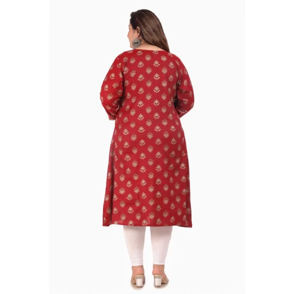 Generic Women's Office wear Floral Printed Capsule A-Line Kurti (Maroon) - Image 4