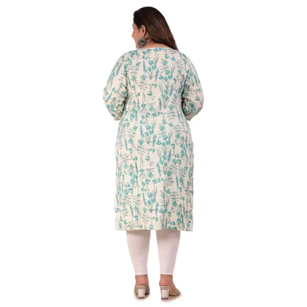 Generic Women's Office wear Floral Printed Capsule Straight Kurti (Light Green) - Image 3