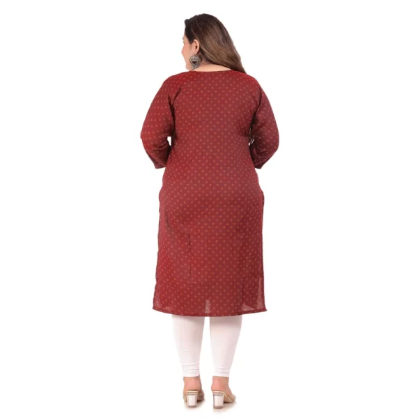Generic Women's Office wear Bandhni Printed Capsule Straight Kurti (Maroon) - Image 4