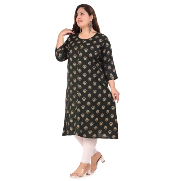 Generic Women's Office wear Floral Printed Capsule A-Line Kurti (Green) - Image 6