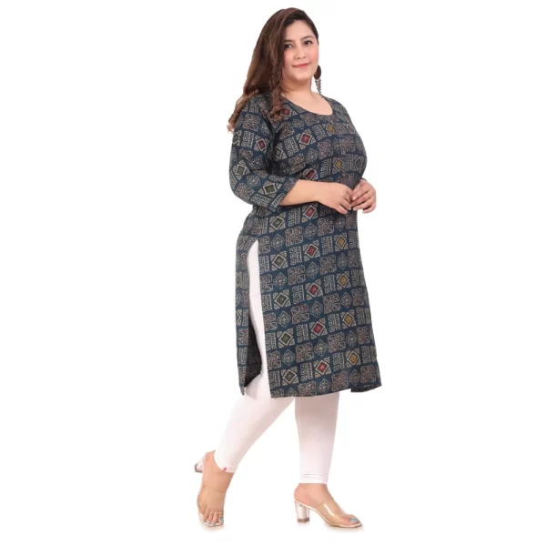 Generic Women's Office wear Designer Printed Capsule Straight Kurti (Dark Green) - Image 7