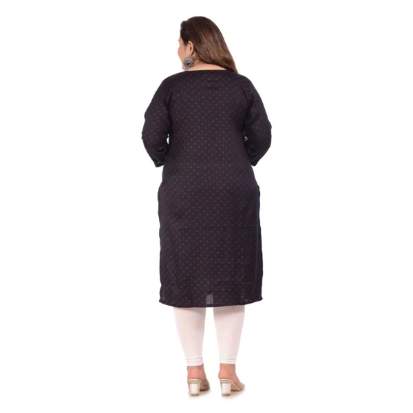 Generic Women's Office wear Bandhni Printed Capsule Straight Kurti (Navy Blue) - Image 4