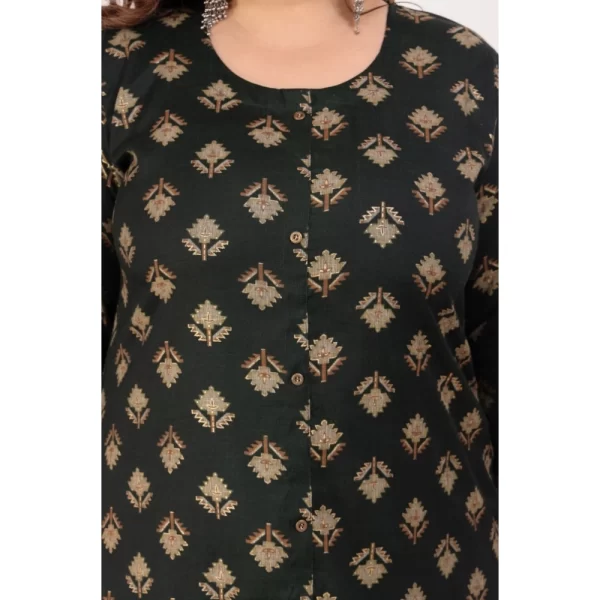 Generic Women's Office wear Floral Printed Capsule A-Line Kurti (Green) - Image 5