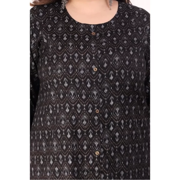 Generic Women's Office wear Floral Printed Capsule A-Line Kurti (Black) - Image 4