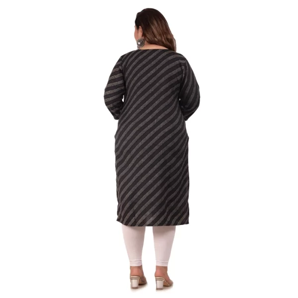 Generic Women's Office wear Stripe Capsule Straight Kurti (Black) - Image 4