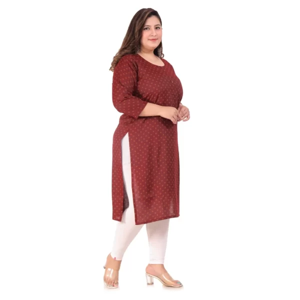Generic Women's Office wear Bandhni Printed Capsule Straight Kurti (Maroon) - Image 5