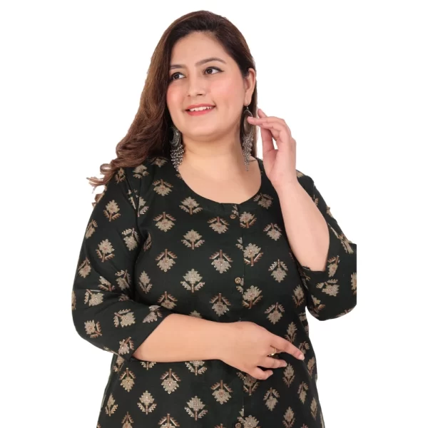 Generic Women's Office wear Floral Printed Capsule A-Line Kurti (Green) - Image 2