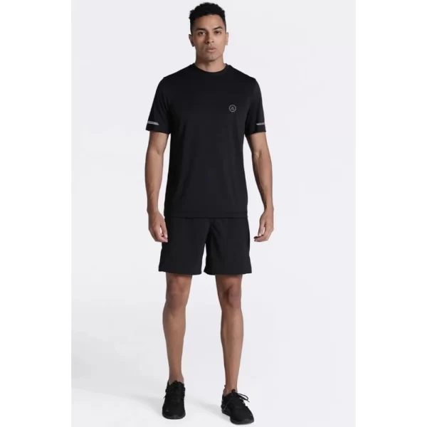 Generic Men's Casual Half sleeve Solid Polyester Crew Neck T-shirt (Black) - Image 3
