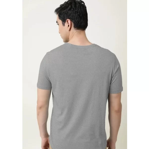 Generic Men's Casual Half sleeve Solid Cotton V Neck T-shirt (Grey Melange) - Image 2