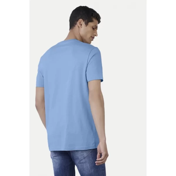 Generic Men's Casual Half sleeve Digital Printed Cotton Crew Neck T-shirt (Sky Blue) - Image 2