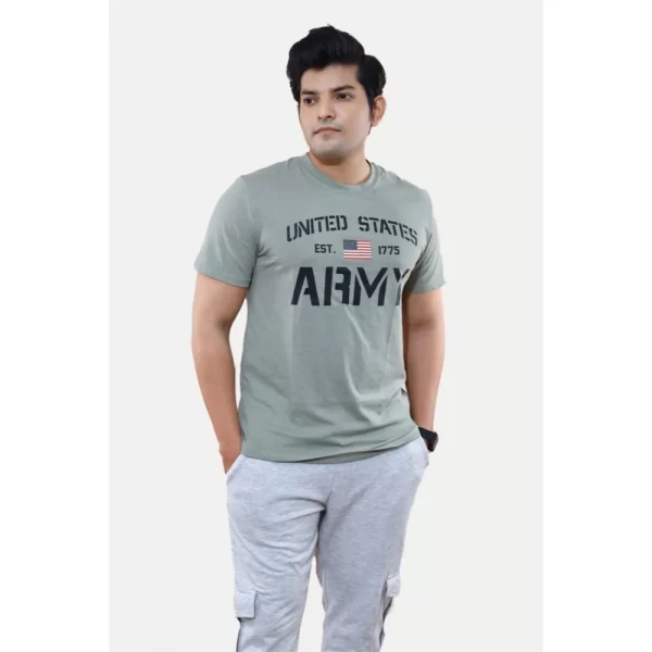 Generic Men's Casual Half sleeve Printed Cotton Crew Neck T-shirt (Grey) - Image 3