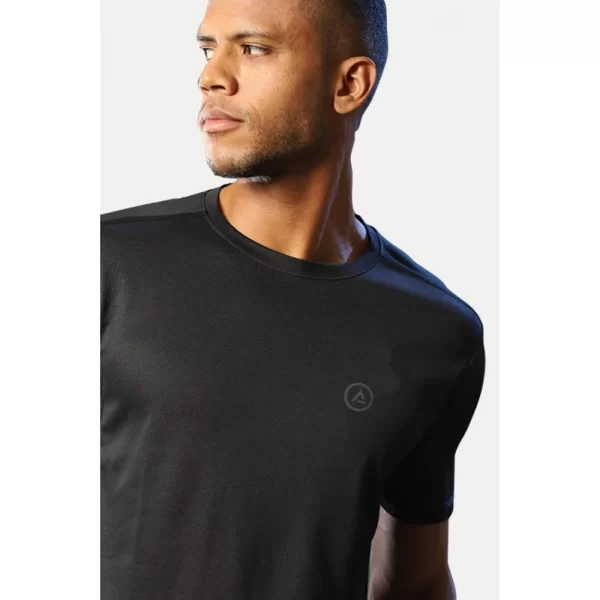 Generic Men's Casual Half sleeve Solid Polyester Crew Neck T-shirt (Black) - Image 6