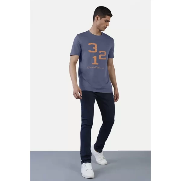 Generic Men's Casual Half sleeve Printed Cotton Crew Neck T-shirt (Blue) - Image 5