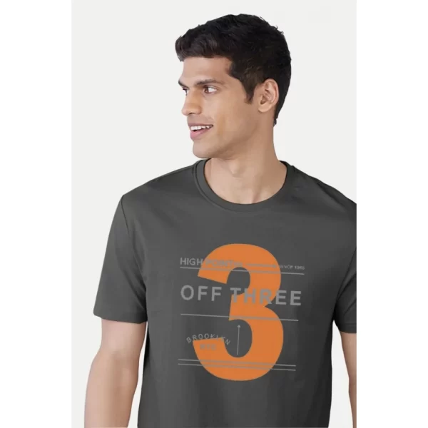 Generic Men's Casual Half sleeve Printed Cotton Crew Neck T-shirt (Black) - Image 5