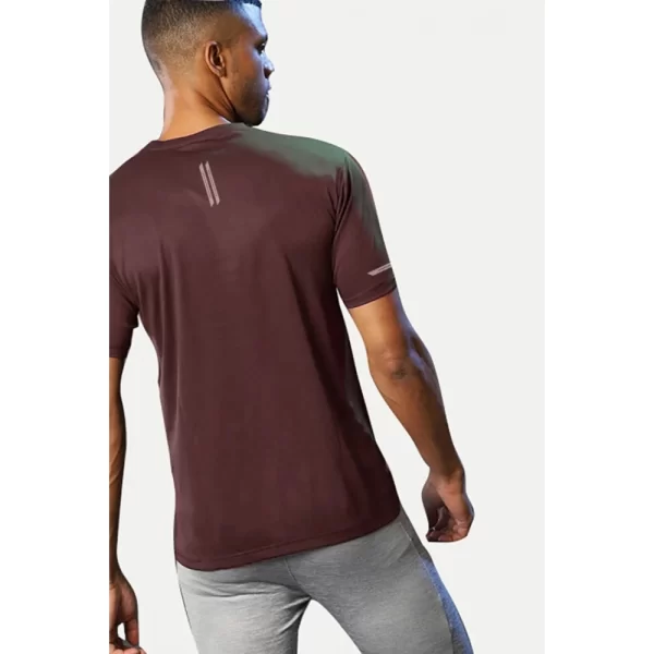 Generic Men's Casual Half sleeve Solid Polyester Crew Neck T-shirt (Maroon) - Image 2