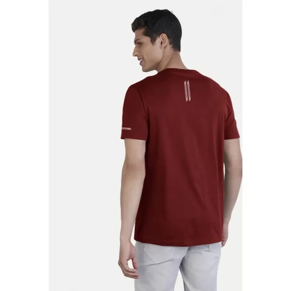 Generic Men's Casual Half sleeve Solid Polyester Crew Neck T-shirt (Maroon) - Image 2
