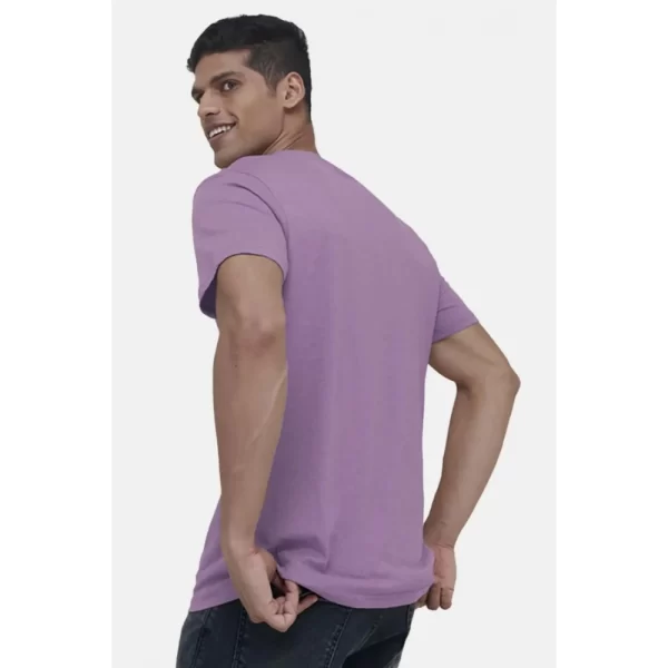 Generic Men's Casual Half sleeve Solid Cotton V Neck T-shirt (Lilac) - Image 2