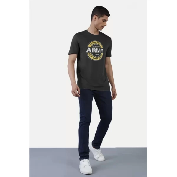 Generic Men's Casual Half sleeve Printed Cotton Crew Neck T-shirt (Black) - Image 5