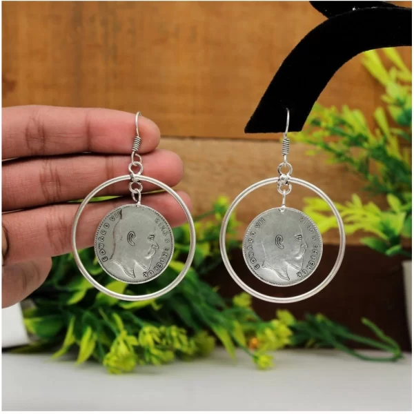 Generic Women's Silver Color Oxidised Earrings - Image 2