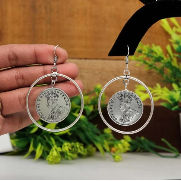 Generic Women's Silver Color Oxidised Earrings - Image 2