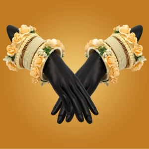 Generic Women's Off White Color Floral Bangles Set: 2.4