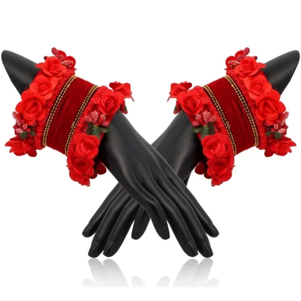 Generic Women's Red Color Floral Bangles Set: 2.4 - Image 2