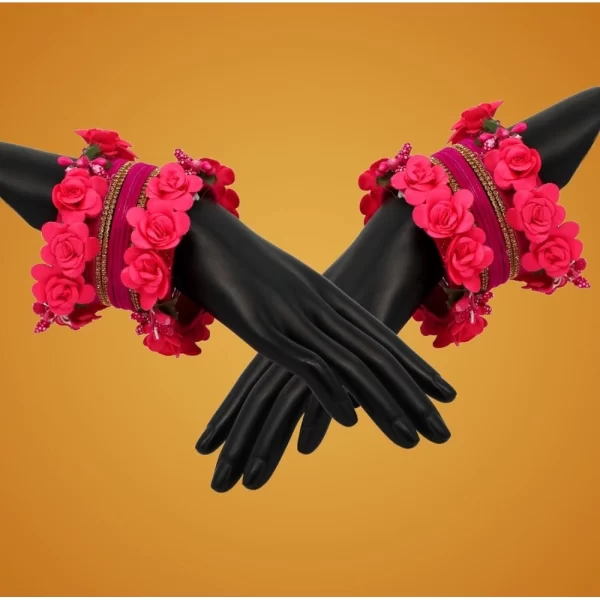 Generic Women's Rani Color Floral Bangles Set: 2.4 - Image 2