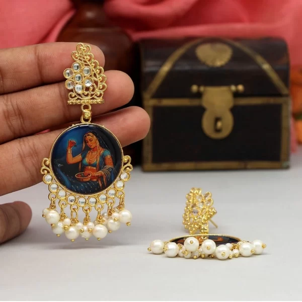 Generic Women's Multi Color Kundan Kundan Earrings - Image 2