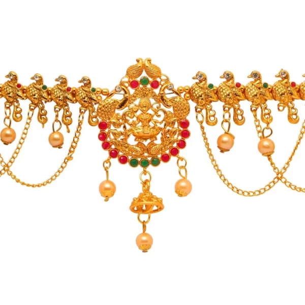 Generic Women's Maroon & Green Color Glass Stone Kamarband Adjustable Chain - Image 4
