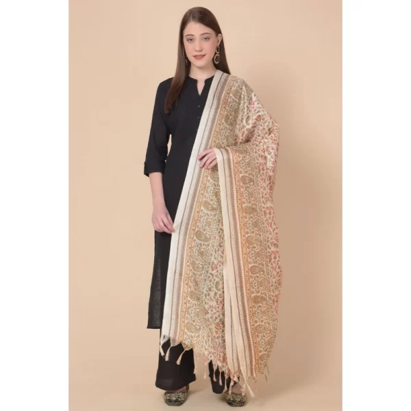 Generic Women's Art Silk Printed Dupatta (White, Length: 2.25 to 2.50 Mtr) - Image 4