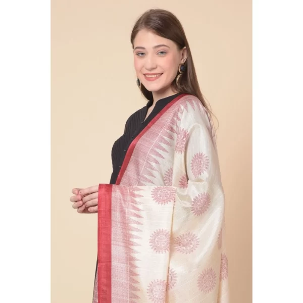 Generic Women's Art Silk Printed Dupatta (Maroon, Length: 2.25 to 2.50 Mtr) - Image 3