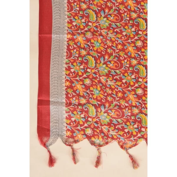 Generic Women's Art Silk Printed Dupatta (Red, Length: 2.25 to 2.50 Mtr) - Image 2