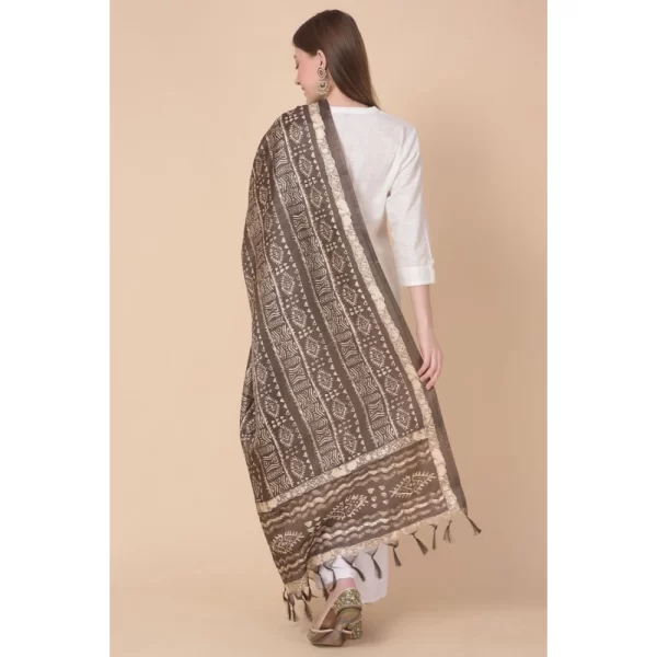 Generic Women's Art Silk Printed Dupatta (Brown, Length: 2.25 to 2.50 Mtr) - Image 5