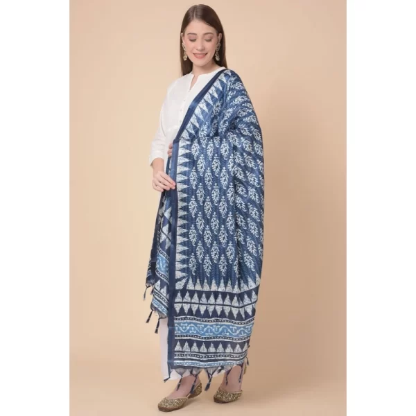 Generic Women's Art Silk Printed Dupatta (Blue, Length: 2.25 to 2.50 Mtr) - Image 3