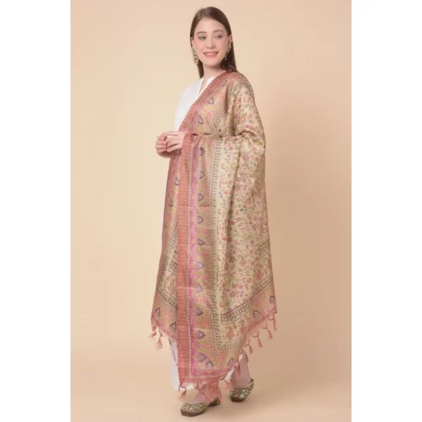 Generic Women's Art Silk Printed Dupatta (Pink, Length: 2.25 to 2.50 Mtr) - Image 4