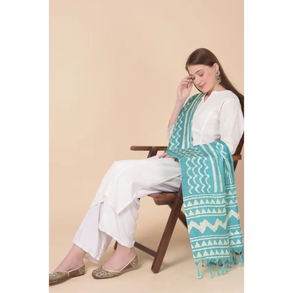 Generic Women's Art Silk Printed Dupatta (Turquoise, Length: 2.25 to 2.50 Mtr) - Image 3