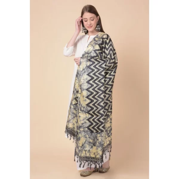 Generic Women's Art Silk Printed Dupatta (Black, Length: 2.25 to 2.50 Mtr) - Image 4