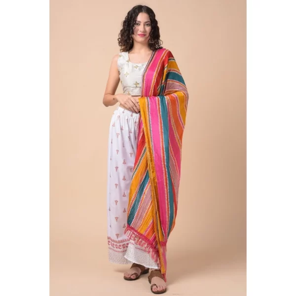 Generic Women's Chanderi Printed Dupatta (Multicolor, Length: 2.25 to 2.50 Mtr) - Image 4