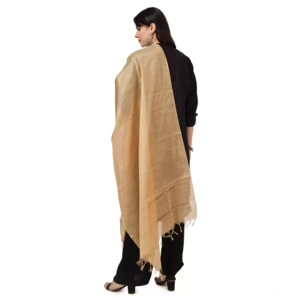Generic Women's Chanderi Solid Dupatta (Gold, Length: 2.25 to 2.50 Mtr) - Image 3