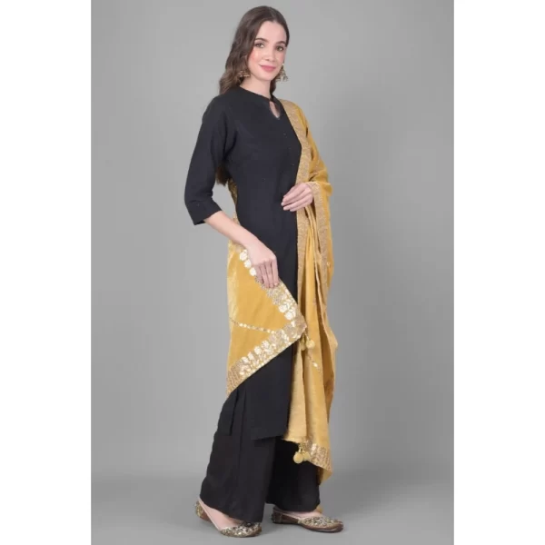Generic Women's Velvet Gotta Patti Dupatta (Gold, Length: 2.25 to 2.50 Mtr) - Image 2