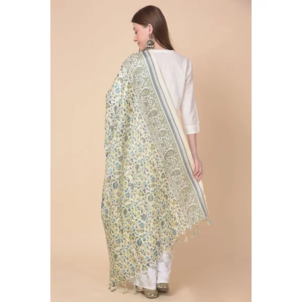 Generic Women's Art Silk Printed Dupatta (Off White, Length: 2.25 to 2.50 Mtr) - Image 5