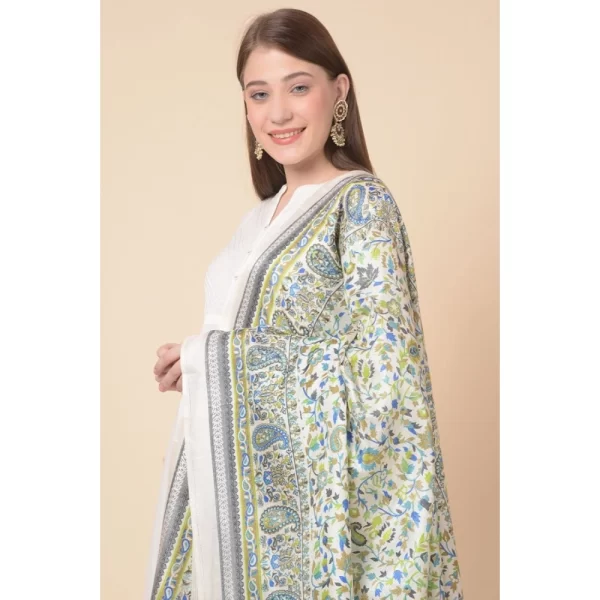 Generic Women's Art Silk Printed Dupatta (Grey, Length: 2.25 to 2.50 Mtr) - Image 3