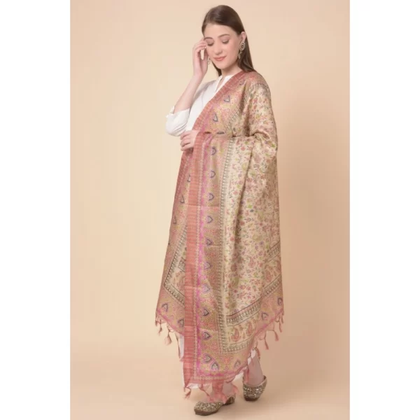 Generic Women's Art Silk Printed Dupatta (Pink, Length: 2.25 to 2.50 Mtr) - Image 3