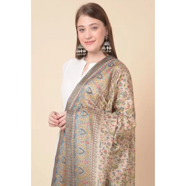 Generic Women's Art Silk Printed Dupatta (Light Brown, Length: 2.25 to 2.50 Mtr) - Image 3