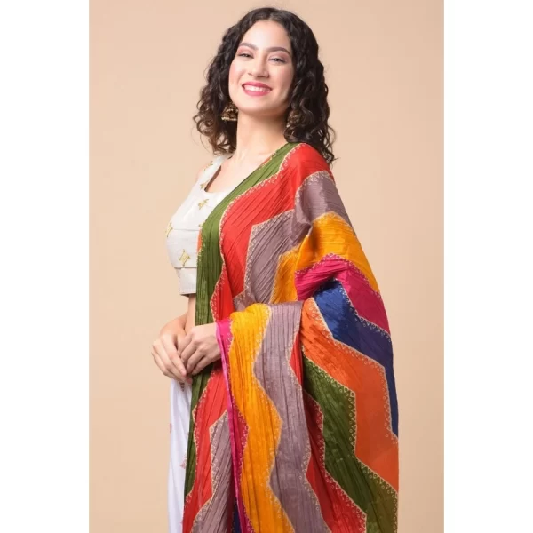 Generic Women's Chanderi Printed Dupatta (Multicolor, Length: 2.25 to 2.50 Mtr) - Image 2